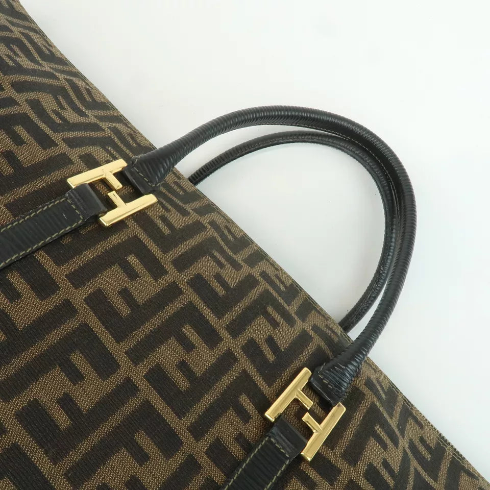 FENDI Zucca Canvas Leather Boston Bag