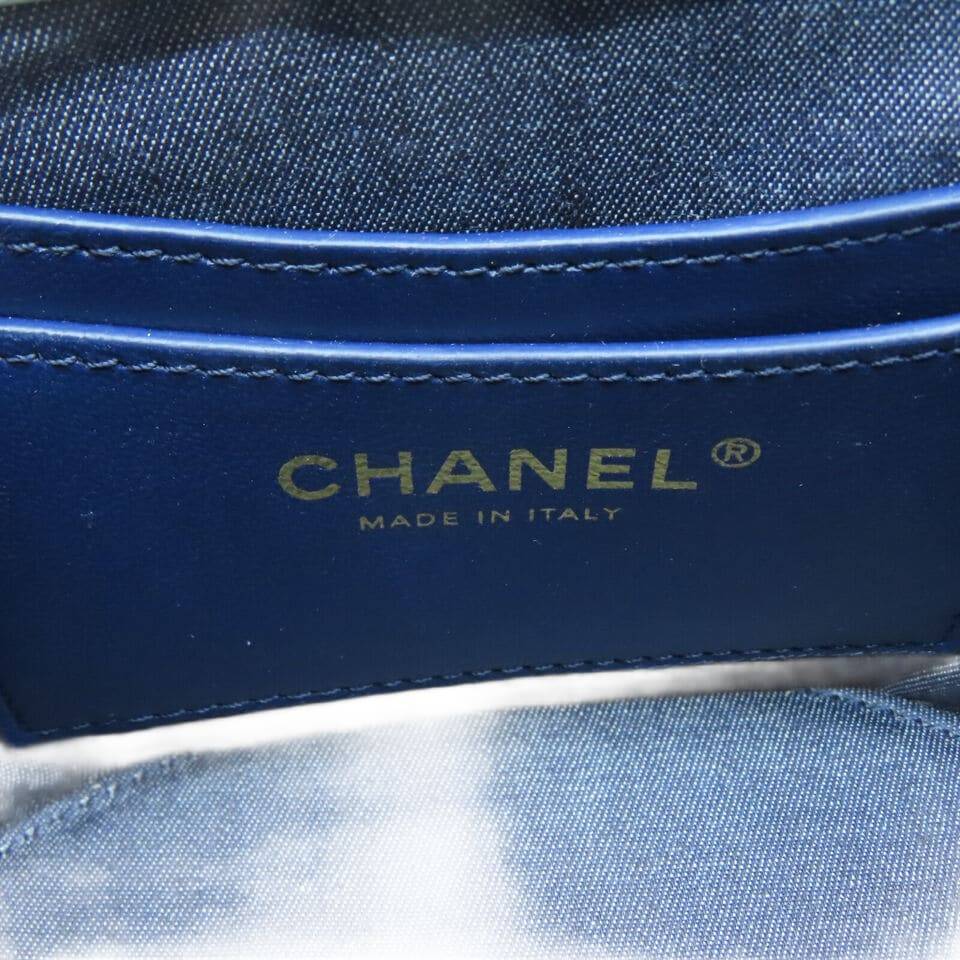 CHANEL Quilted CC GHW Chain Shoulder Bag Lambskin Leather Light Blue