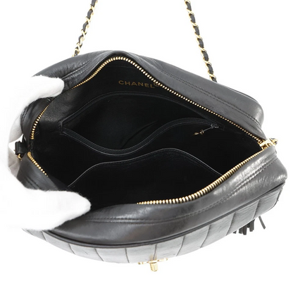 Chanel Mademoiselle Chain Shoulder Bag with Tassel in Black Lambskin