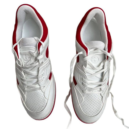 Gucci Men's Basket Sneakers Low Top Lace Up Red White Blue