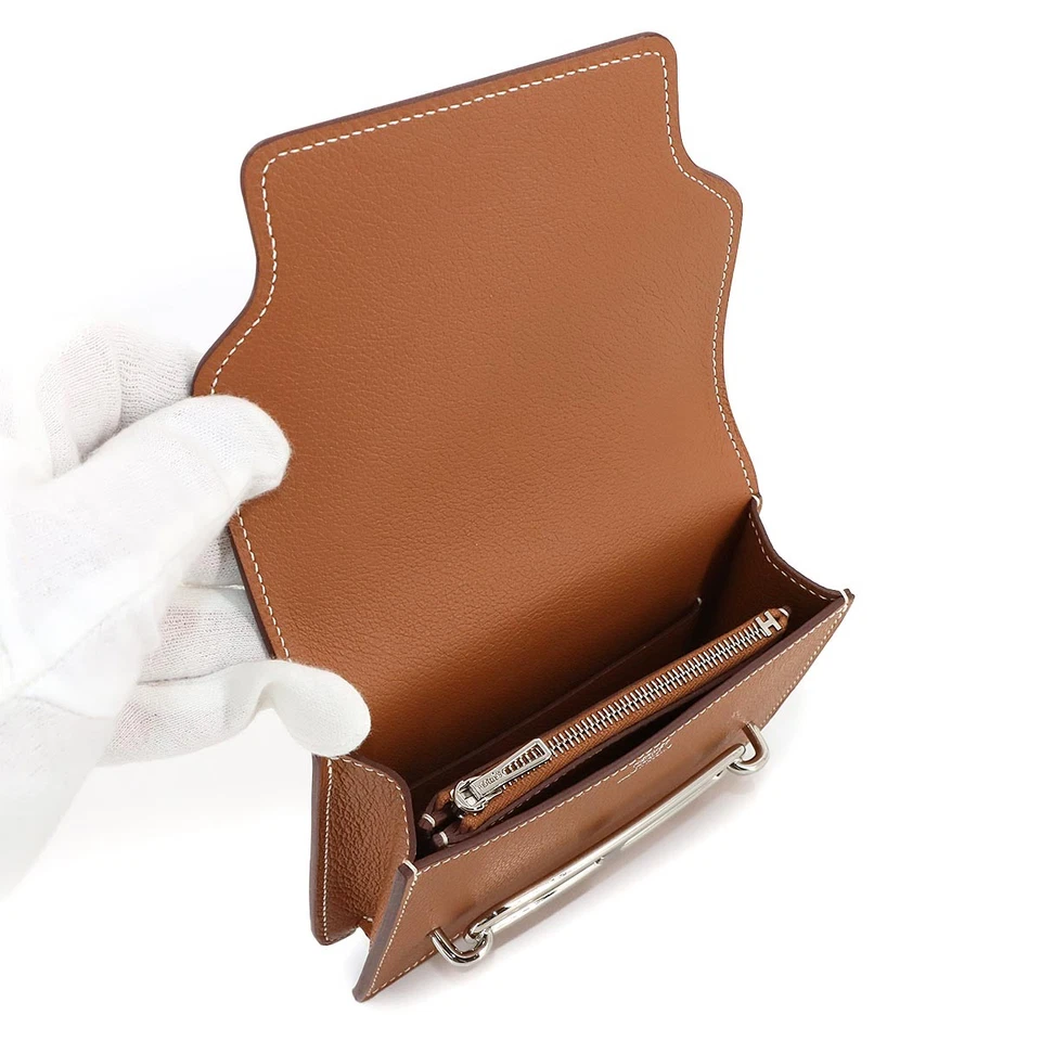 HERMES Roulis Slim Wallet Ever Color Brown U Purse