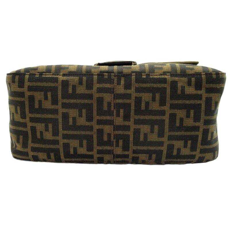 FENDI Zucca Mamma Bucket Canvas / Leather Women Handbag Brown