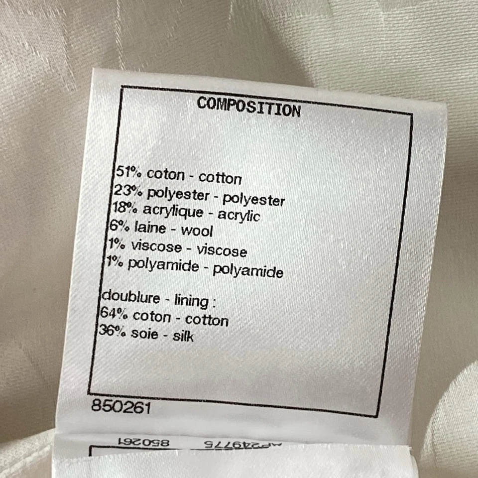 CHANEL Cream White Cotton Polyester Women's Jacket