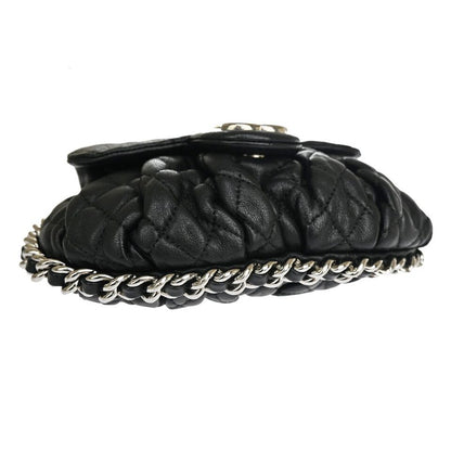 CHANEL CC Chain Around Mini Matelasse Shoulder Bag Leather Black