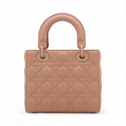 Christian Dior My Lady Dior Cannage Leather 2 Way Handbag Pink With Charms