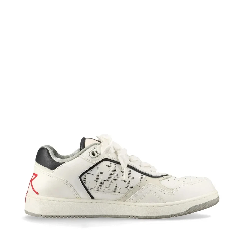 Dior x Sean Stussy B27 Leather Sneakers 41 Men's White Oblique Shoelaces