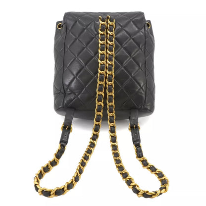 Auth CHANEL Matelasse Chain Backpack In Leather Black