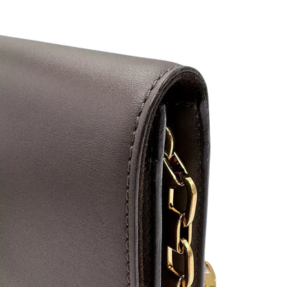 Auth LOUIS VUITTON Pochette Louise GM Chain Shoulder Bag Khaki/Gold
