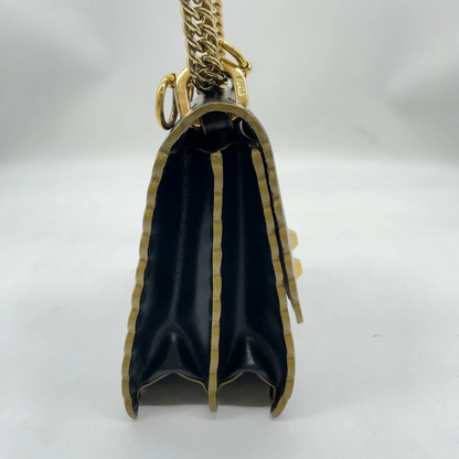 Fendi Black Calf Leather Monstera Shoulder Bag