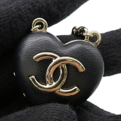 CHANEL CC Logo Mirror Necklace Lambskin Black