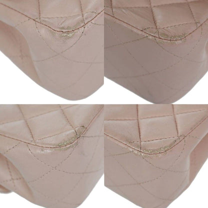 CHANEL Matelasse 25 Double Flap Chain Shoulder Bag Leather Pink