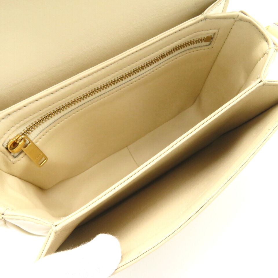 CELINE Soiree Shoulder crossbody hand Bag leather Beige Used