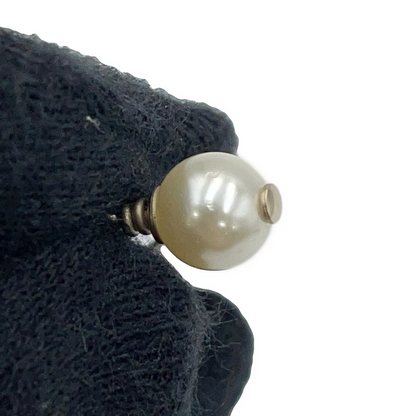CHANEL CC Logo Perfume Bottle Heart Pearl Earrings Metal Faux Pearl Gold