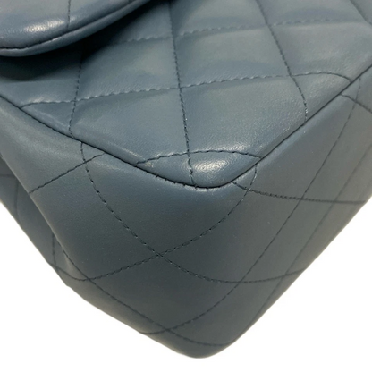 CHANEL Large Matelasse Blue Lambskin Shoulder Bag