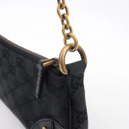 GUCCI Chain Hand Bag Pouch Black GG