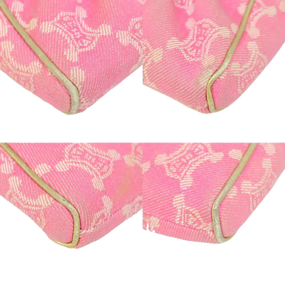 CELINE Logo Macadam Pattern Shoulder Bag – Pink Canvas/Leather
