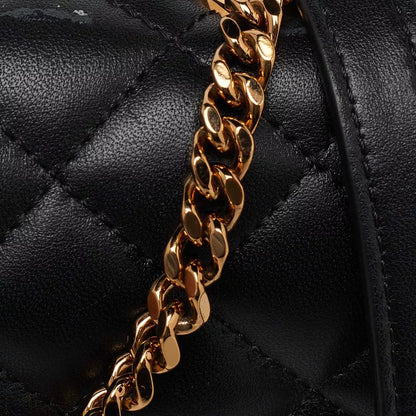 Versace Black Quilted Leather Medusa Chain Shoulder Bag