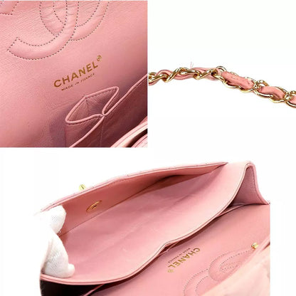 CHANEL Matelasse 25 Chain Shoulder Bag Leather Pink Purse