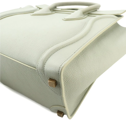 CELINE Luggage Micro Shopper Hand Bag Leather Light Green