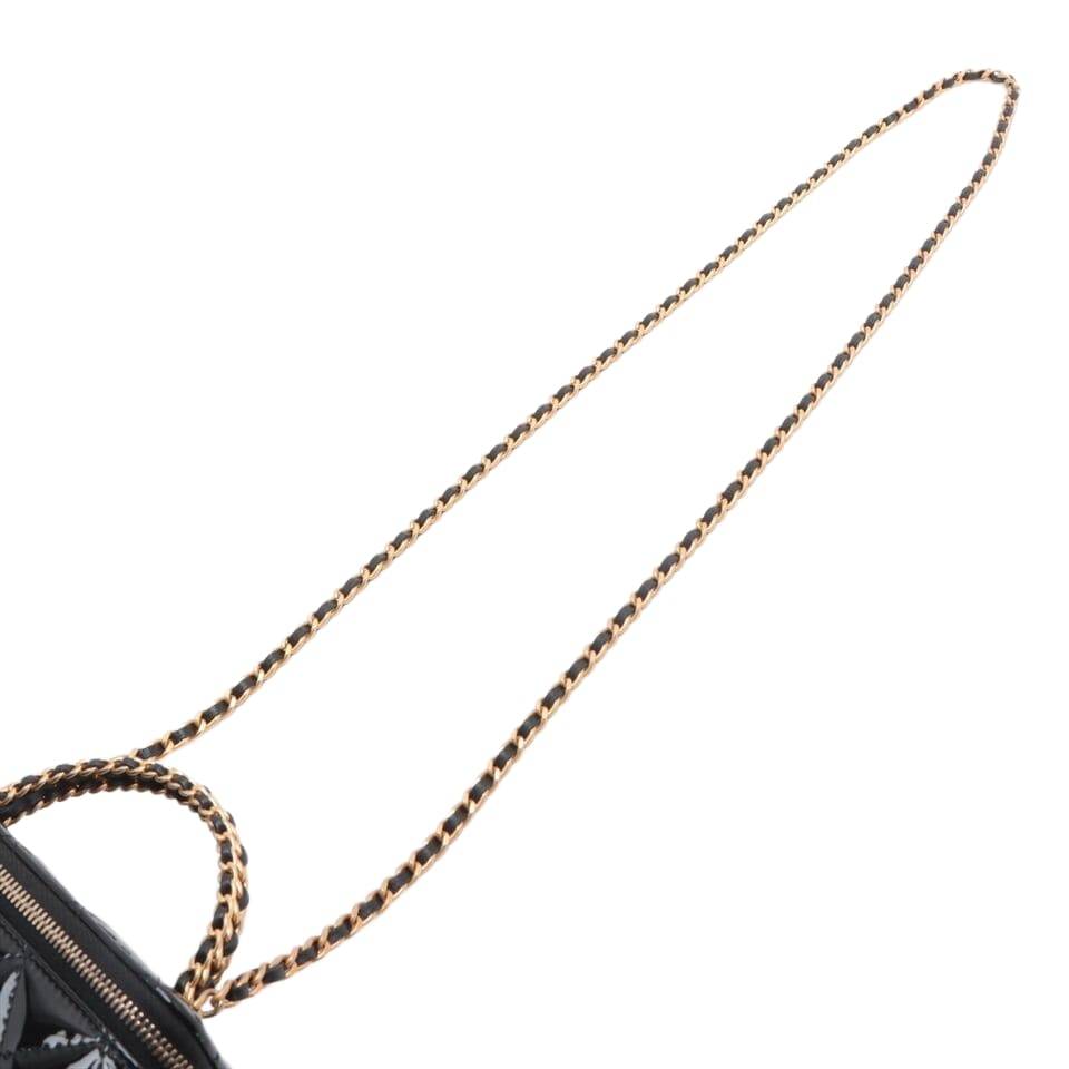 Chanel Matelasse Patent Leather 2WAYShoulder Bag Vanity Black Gold Metal