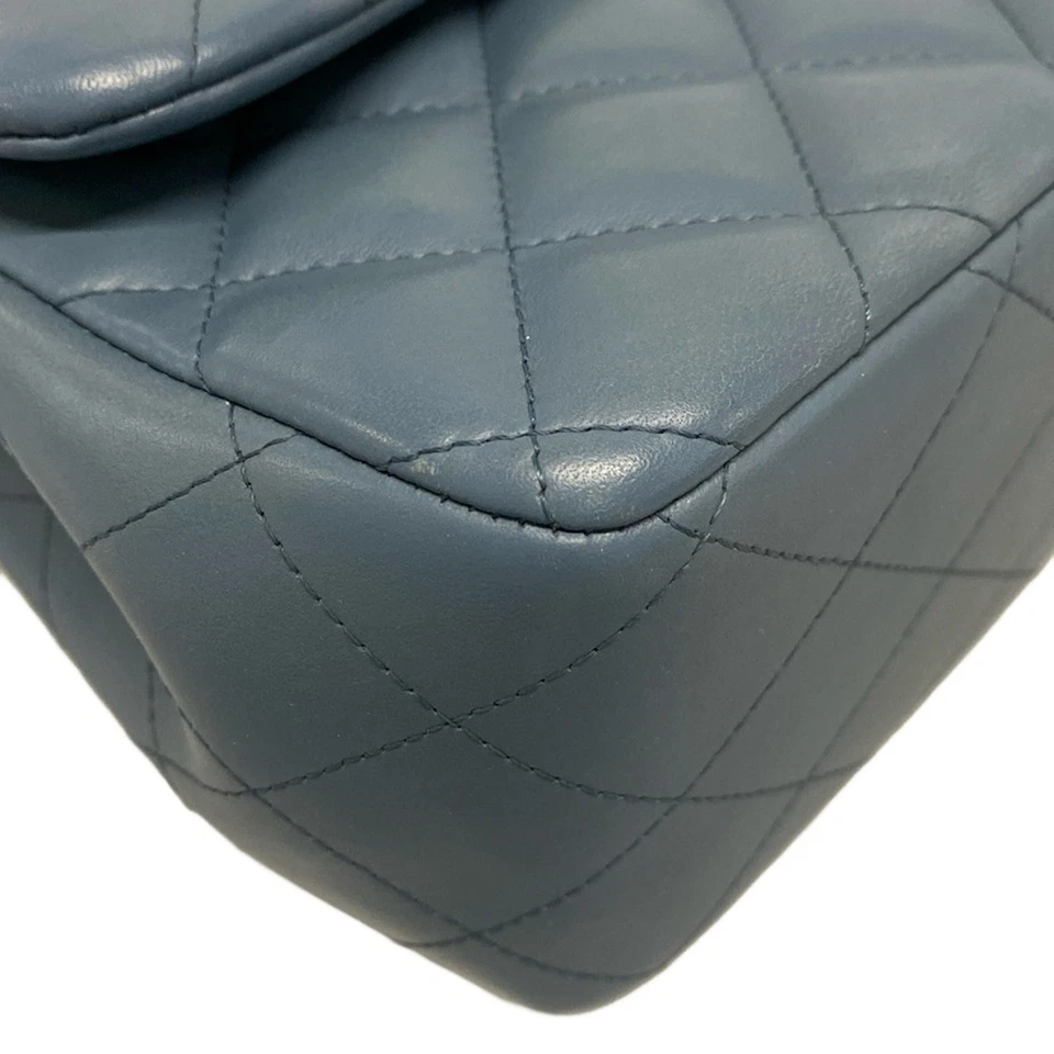 CHANEL Large Matelasse Blue Lambskin Shoulder Bag