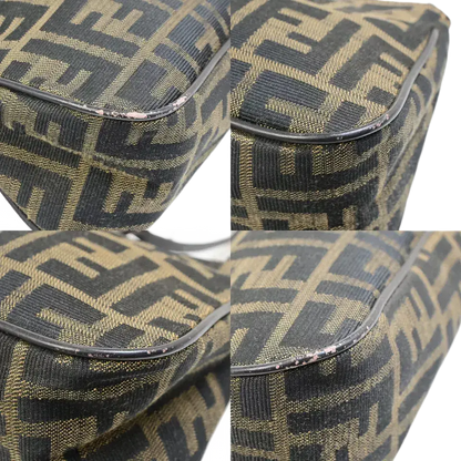 FENDI Logo Zucca Pattern Handbag – Brown Canvas/Leather