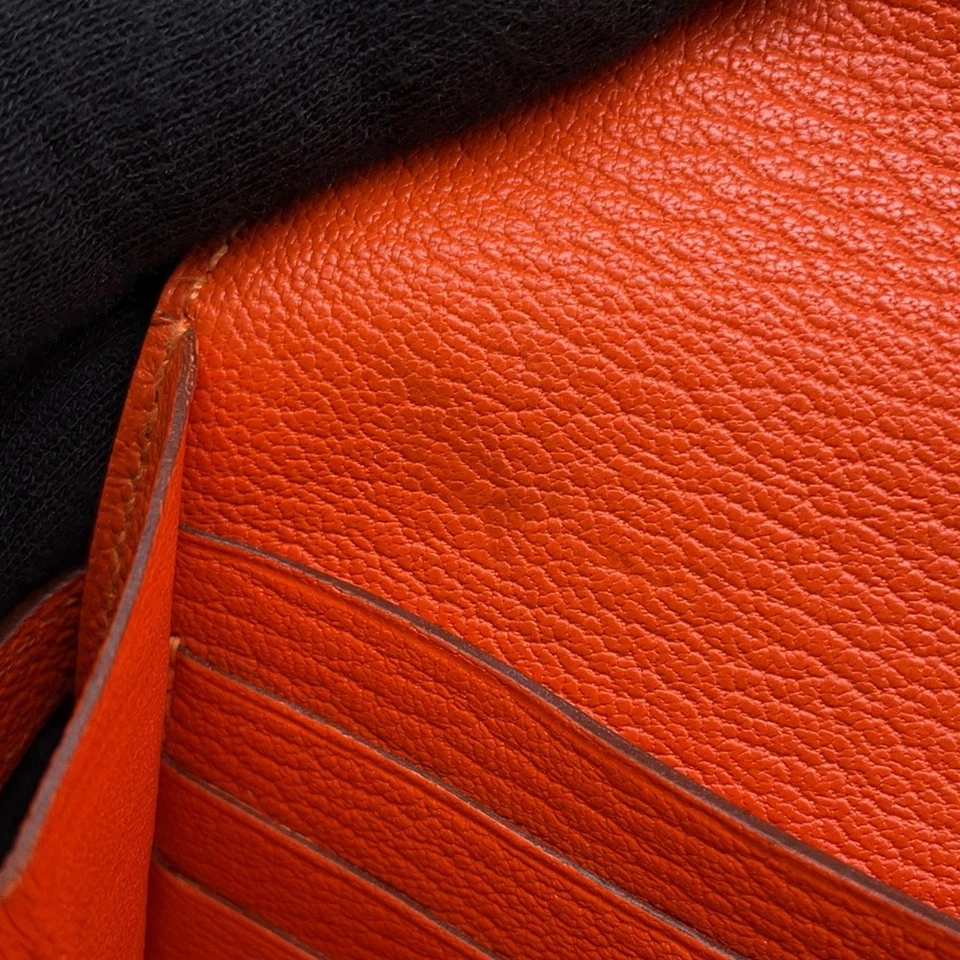 HERMES Kelly Wallet Chevre Myzore Goatskin Orange