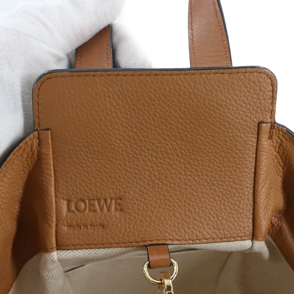 LOEWE Hammock Drawstring Small Hand Shoulder Bag Leather Brown Purse