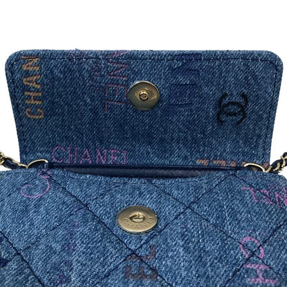 CHANEL Denim Chaseo Flap Shoulder Bag In Blue With Gold Hardware