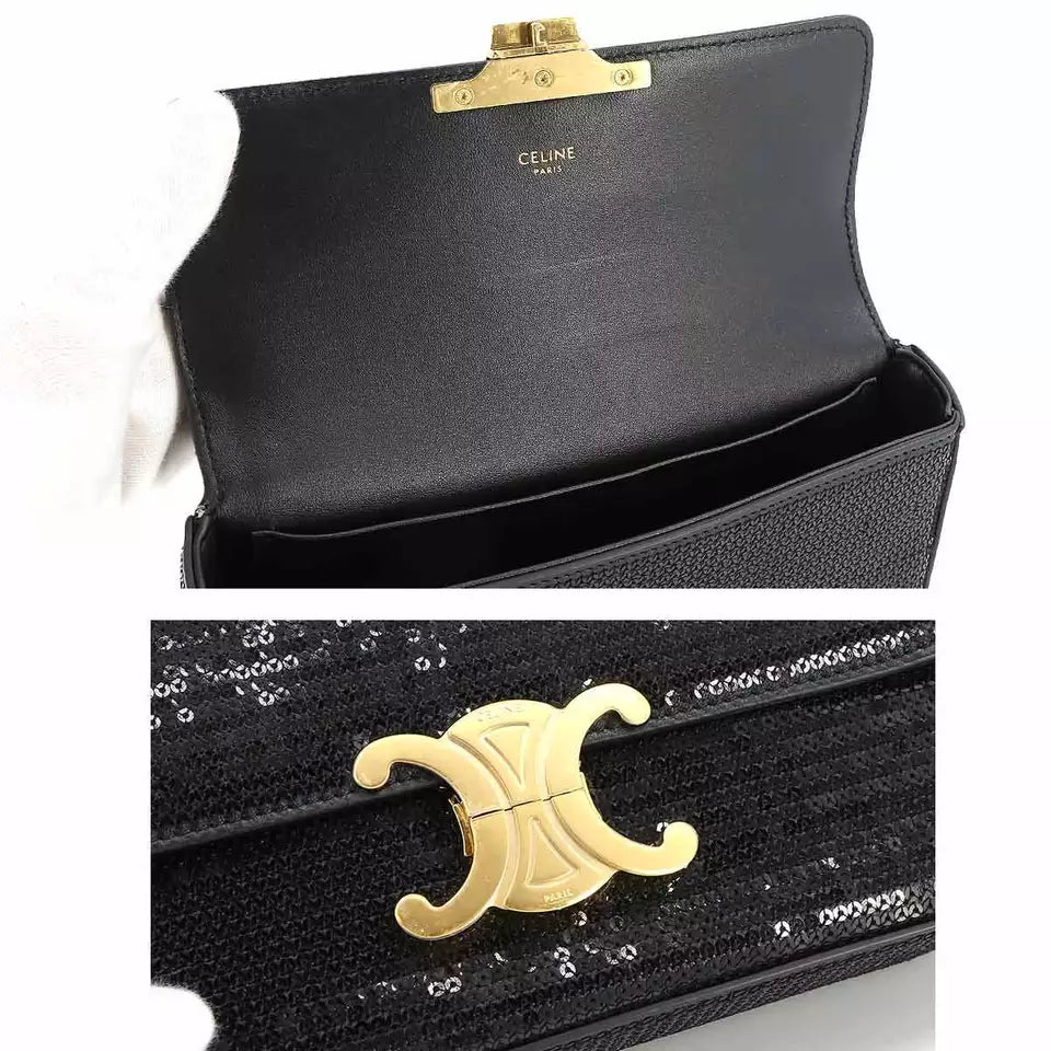 CELINE Triomphe Sequins Chain Shoulder Bag