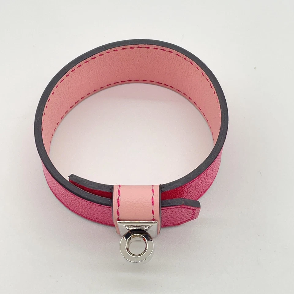 Hermès Kelly Twist GM Double Engraved Leather Bracelet in Pink