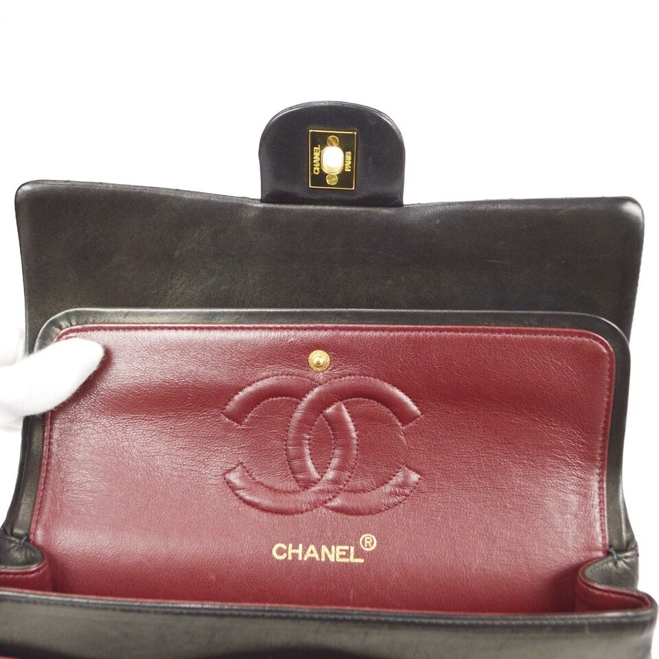 Chanel Black Lambskin Medium Classic Double Flap