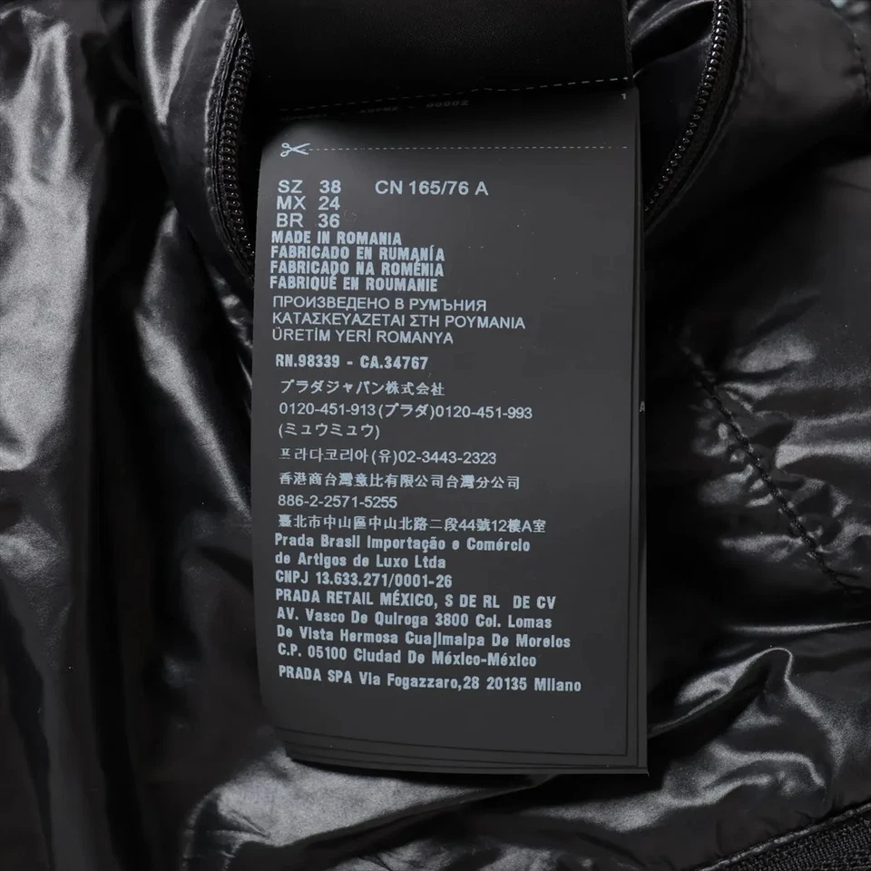 Prada Triangle Logo 22 Years Nylon Down Jacket 38 Ladies' Black