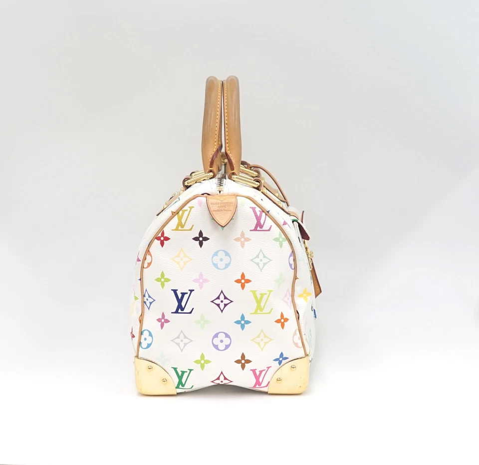 Louis Vuitton Multicolor Speedy 30 in White Monogram Canvas