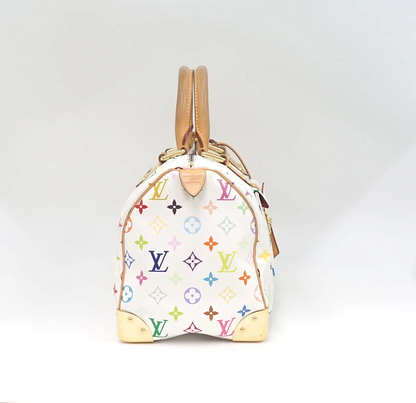 Louis Vuitton Multicolor Speedy 30 in White Monogram Canvas
