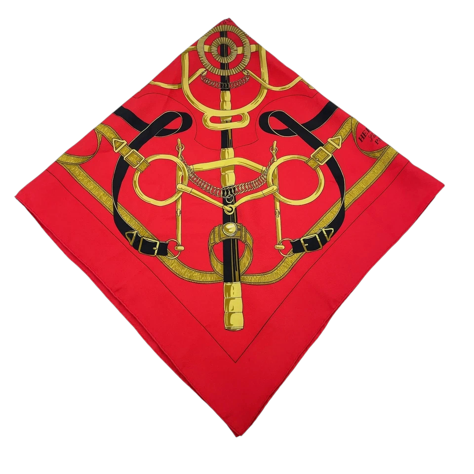 Hermes Carré 90 Eperon d'or Golden Spur Multicolor Silk Scarf
