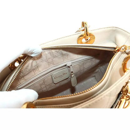 Auth Christian Dior Lady Medium 2way Hand Bag