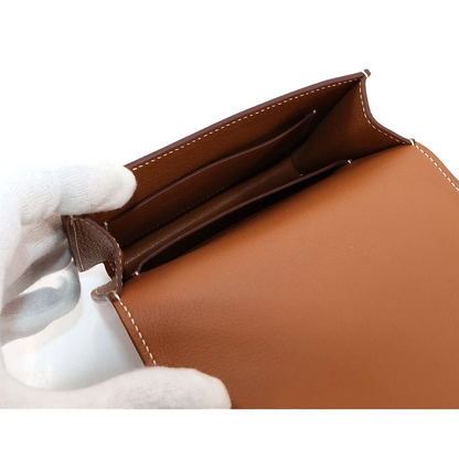 HERMES Roulis Slim Wallet Ever Color Brown U Purse