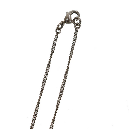 CHANEL Used CC Logos Rhinestones Necklace Pendant Silver F12 W France