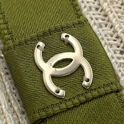 CHANEL CC Logo Ribbon Straw Hat Size M