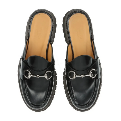 Gucci Horsebit Leather Mule 37 Ladies' Black Thick Bottom Rubber Sole