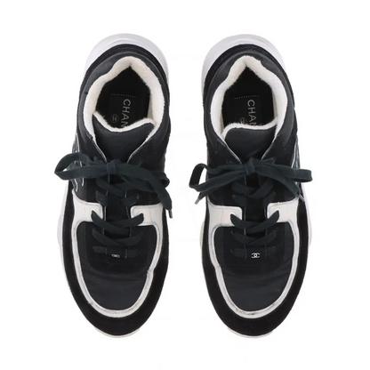Chanel Coco Mark Fabric Sneakers 40 Ladies' Black