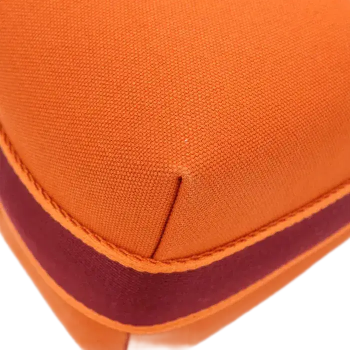 Auth HERMES Brid a Black PM Pouch In Canvas Orange Women