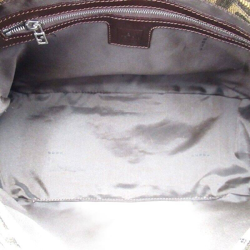 FENDI Zucca Mamma Bucket Canvas / Leather Women Handbag Brown