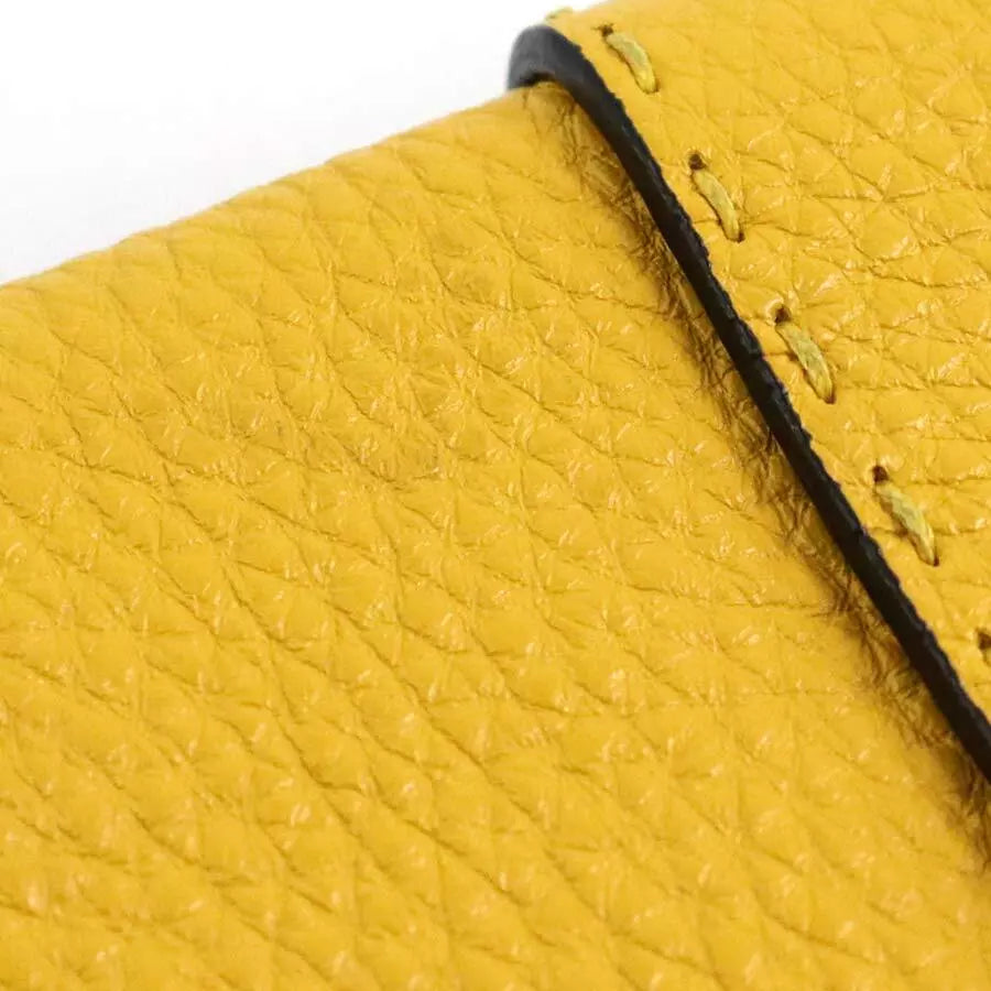 Auth FENDI Selleria Baguette Body Shoulder Bag Yellow Leather