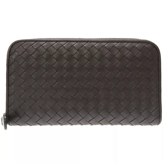 BOTTEGA VENETA Intrecciato Long Wallet – Brown Leather