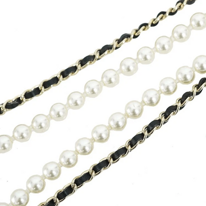Chanel Matelasse Bag Necklace Faux Pearl Coco Mark Lambskin