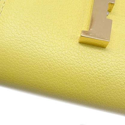 HERMES Constance Compact Evercolor Lime Wallet