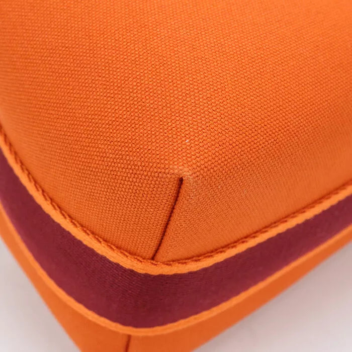 Auth HERMES Brid a Black PM Pouch In Canvas Orange Women