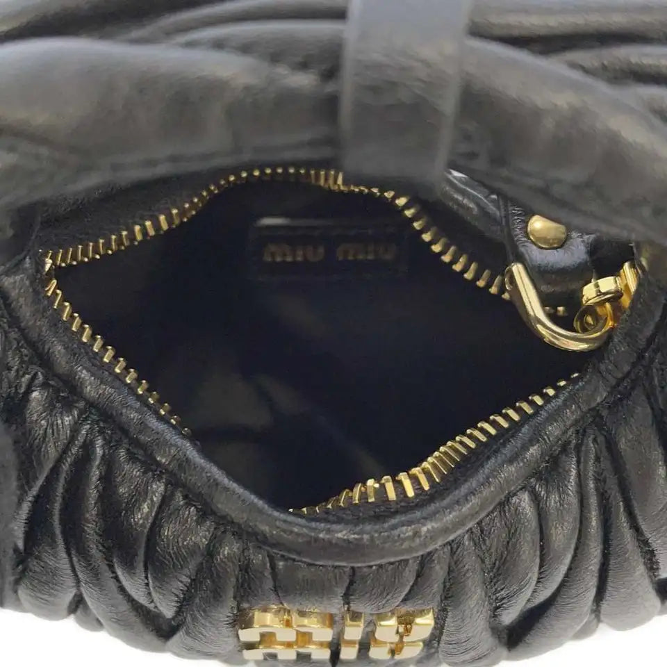 MIUMIU Wonder Matelasse Hobo Bag Leather Black